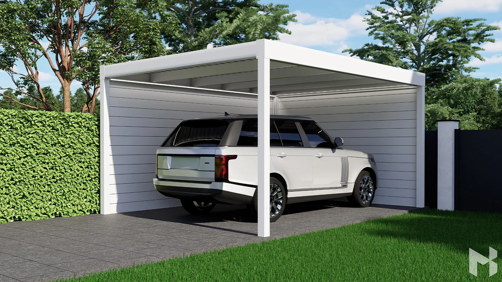 Aluminium-Carport mit Seitenwand – BR-Terrassen